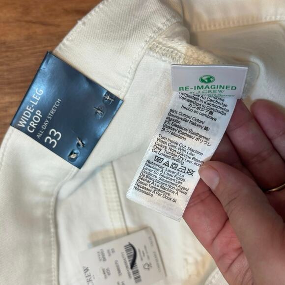 NWT J.Crew Wide Leg Crop Jean In All Day Stretch White Size 33 - Picture 6 of 8